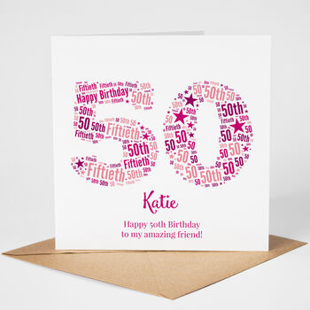 50th Birthday Card Personalised For Her Any Age, 3 of 5