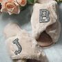 Personalised Diamante Fluffy Faux Fur Slippers, thumbnail 1 of 10