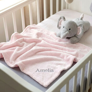 Personalised White Baby Gown, Elephant And Blanket Pink, 3 of 8