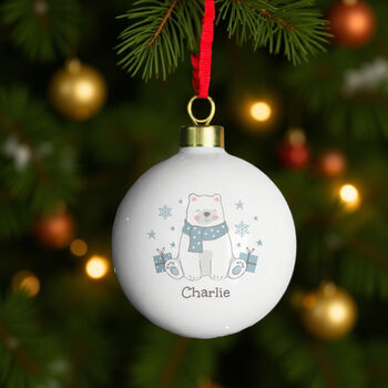 Personalised Polar Bear Christmas Bauble, 2 of 5