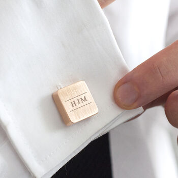 Initial Personalised Solid Square Cufflinks Rose Gold, 2 of 4