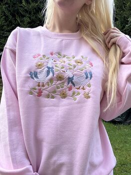 Spring Geese Embroidered Sweatshirt, 2 of 7