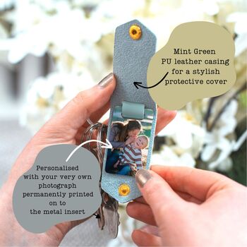 Mother's Day Photo And Message Mint Green Keyring, 5 of 5