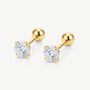 Gold Or Silver 5mm Solitaire Round Stone Earrings, thumbnail 1 of 5