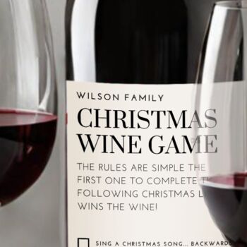 Personalised Fun Family Christmas Game Wine Label, 4 of 4