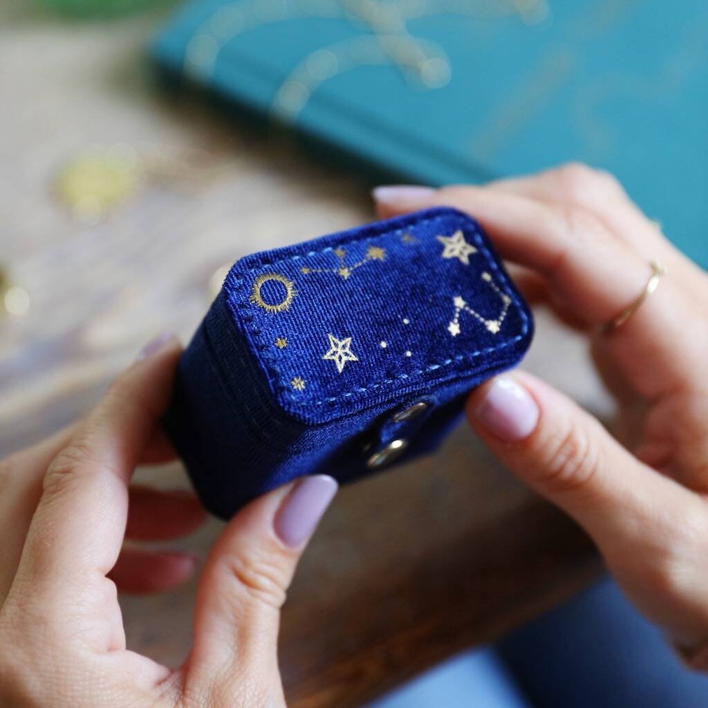 Starry Night Velvet Petite Travel Ring Box, 1 of 7