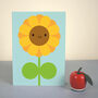 Happy Sunflower Kawaii Greetings Card, thumbnail 3 of 4