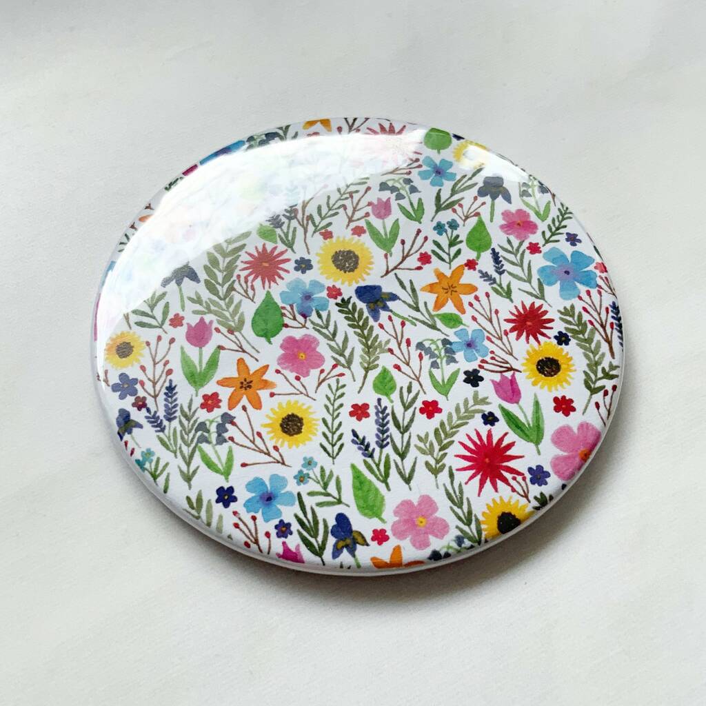 Illustrated Floral Pocket Mirror By Eleri Haf Designs