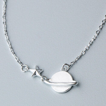 Sterling Silver Planet And Star Pendant Necklace, 2 of 6