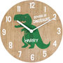 Personalised Round Dinosaur Children's Clock, thumbnail 1 of 4