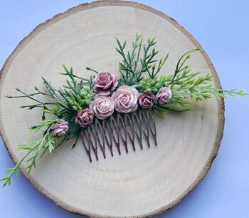 Blush And Dusky Pink Flower Hair Comb, 4 of 6