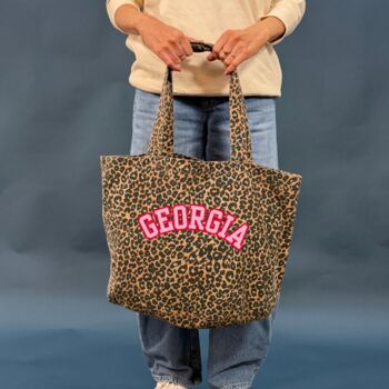 Personalised Slogan Leopard Print Tote Bag, 3 of 3