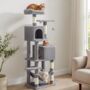 Cat Tree 155 Cm Plush Multi Level Cat Condo Light Grey, thumbnail 1 of 7