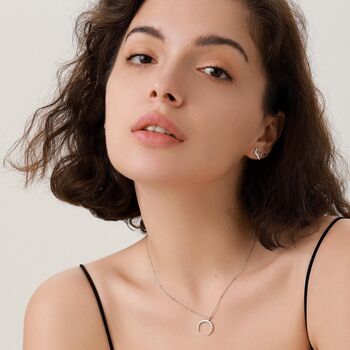 Mismatched Wolf And Moon Internally Threaded Flat Back Earrings In Sterling Silver, 2 of 12