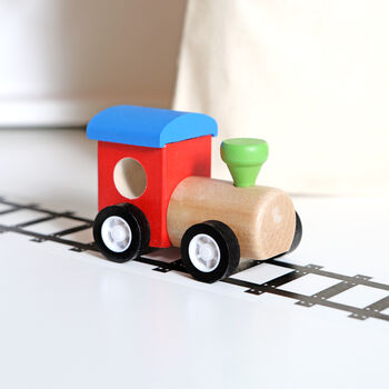 Wooden Train And Track Roll With Personalised Bag, 4 of 5