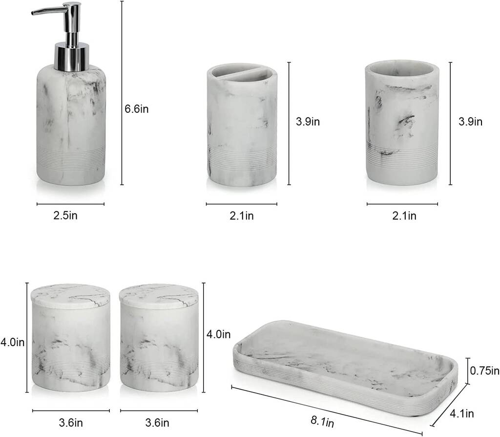 Six Piece White Bathroom Accessories Set By Momentum