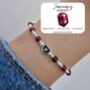 Sterling Silver January Garnet Beaded Bracelet: January Birthstone Personalised Initial Heart, thumbnail 1 of 5