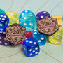 D20 Dice Cufflinks And Pin Badge For Game Playing Geeks, thumbnail 3 of 4