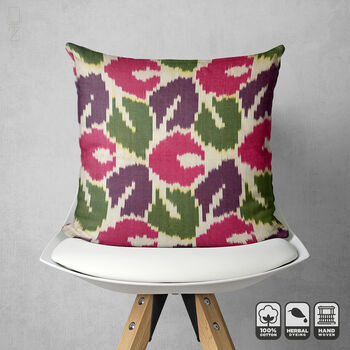 Ikat Cushion Cover With Leafs Pattern, 4 of 7