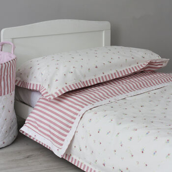 Floral Stripe Duvet Cover And Pillowcase Set Two Sizes, 2 of 12