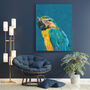 Blue Macaw Parrot With Gold Glasses Wall Art Print, thumbnail 3 of 4