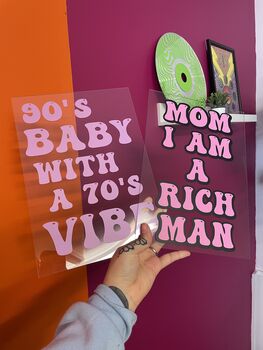 90's Baby 70's Vibe Clear Acrylic Vinyl Plaque Decor, 7 of 7