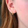 Gold Beaded Huggie Hoop Earrings, thumbnail 1 of 7
