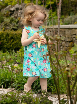 Girls Blue Deep Sea Summer Dress, 4 of 7
