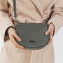 Dark Grey Leather Saddlebag Handbag, thumbnail 2 of 12