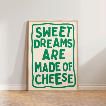 Kitchen Food Print Funny Cheese Typography Wall Art, 4 of 9