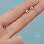Tiny Forget Me Not Flower Cz Stud Earrings, thumbnail 2 of 12