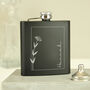 Personalised Monochrome Floral Name Black Hip Flask, thumbnail 3 of 7