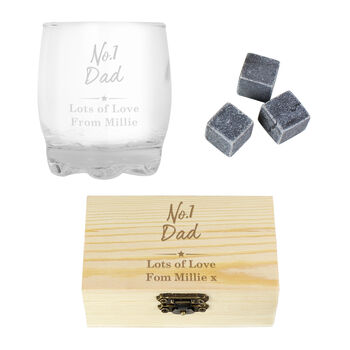 Personalised Number One Whisky Stones And Glass Set, 4 of 8