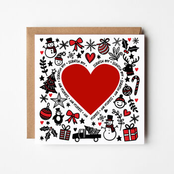 Surprise Scratch Reveal Christmas Card With Red Heart, 2 of 3