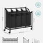 Black Laundry Sorter Basket With Four Removable Bags, thumbnail 7 of 7