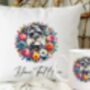 Personalised Miniature Schnauzer Summer Floral Dog Wreath Cushion And Mug Gift Bundle, thumbnail 1 of 4