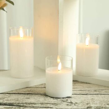 Set Of Three Glass Wax Flameless Candles, 5 of 5