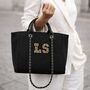 Personalised Leopard Print Patch Chain Large Initial Tote Bags, thumbnail 1 of 2
