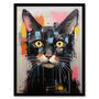 Messy Black Cat Fun Bright Pet Portrait Wall Art Print, thumbnail 5 of 6