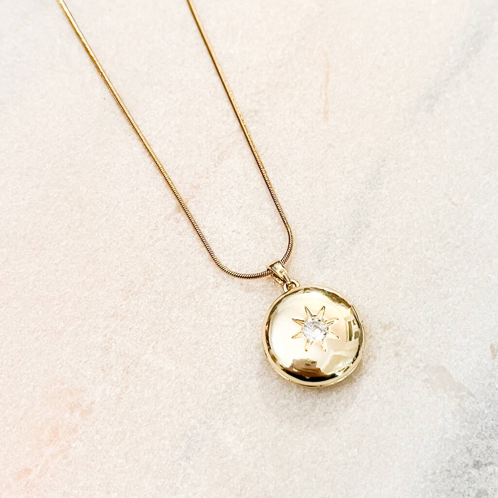 Celestial Moon And Starburst Reversible Locket Necklace, 1 of 3