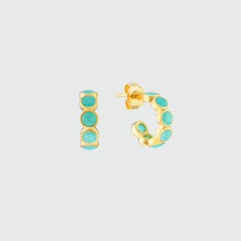 Ortigia Mini Amazonite And Gold Plated Hoop Earrings, 3 of 4