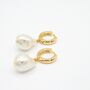 Large Pearl Hoop Earrings In Gold, thumbnail 4 of 6