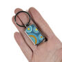 Blue Circles Millefiori Handprinted Keyring, thumbnail 3 of 6