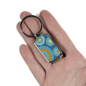 Blue Circles Millefiori Handprinted Keyring, 3 of 6