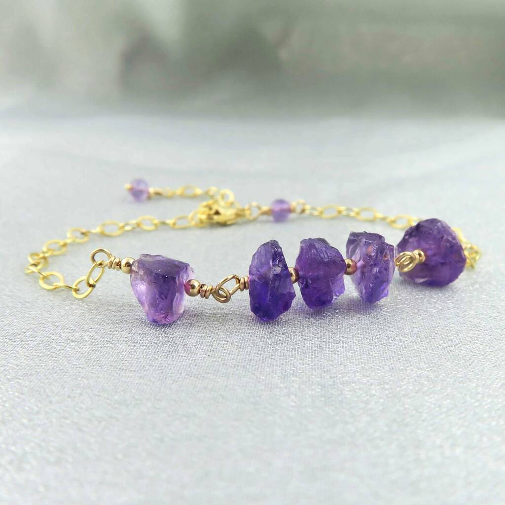 Amethyst Natural Gemstone Bracelet By Wished For