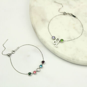 Family Birthstone And Zodiac Sign Slider Bracelet, 3 of 12