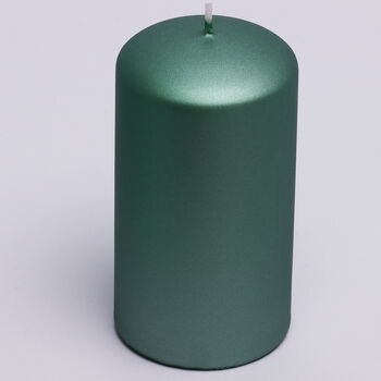 G Decor Grace Forest Green Metallic Shine Pillar Candle, 4 of 7