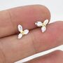 Holly Flower Stud Earrings In Sterling Silver, thumbnail 3 of 11