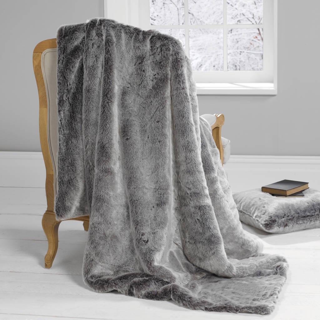 Grey Wolf Faux Fur Throw By Ella James