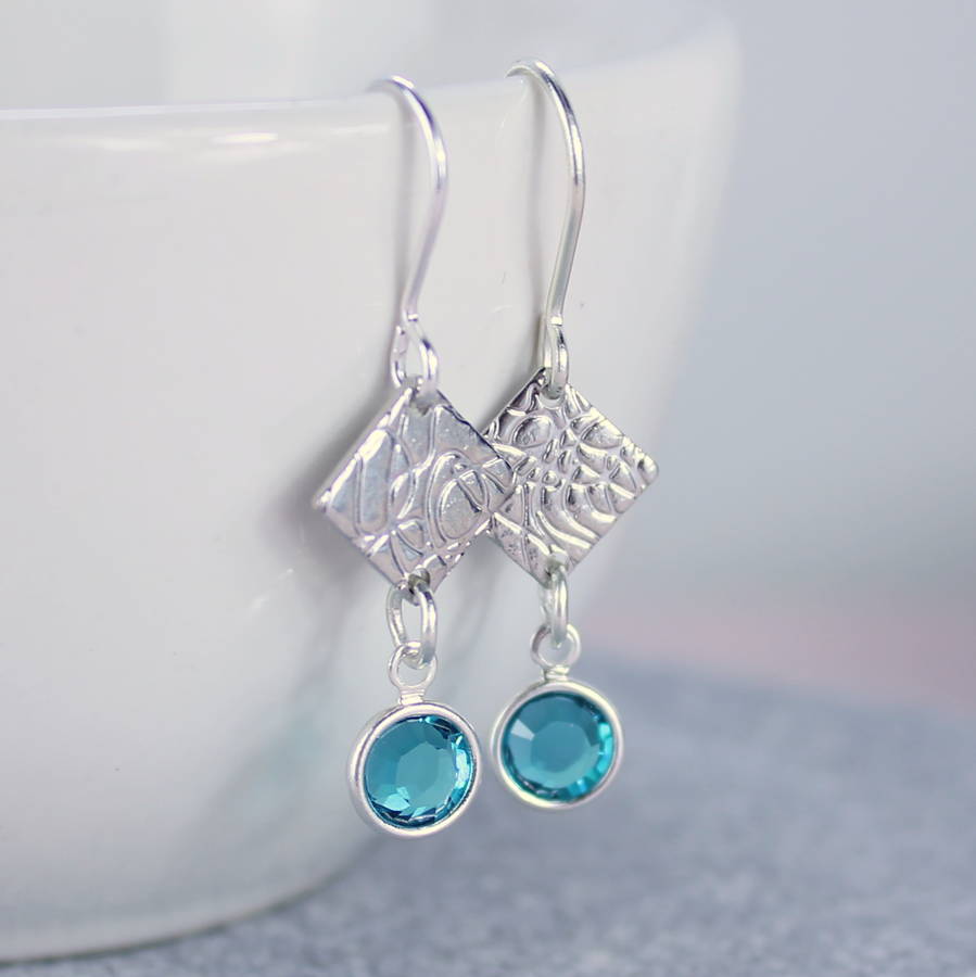Square Swarovski Crystal Birthstone Earrings By Joy Corrine Smith Birthstone Earrings Square Swarovski Crystal